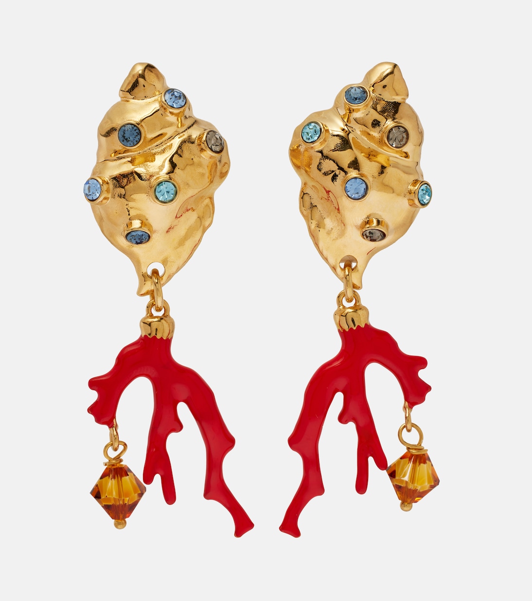 Crystal-embellished clip-on earrings | Oscar de la Renta