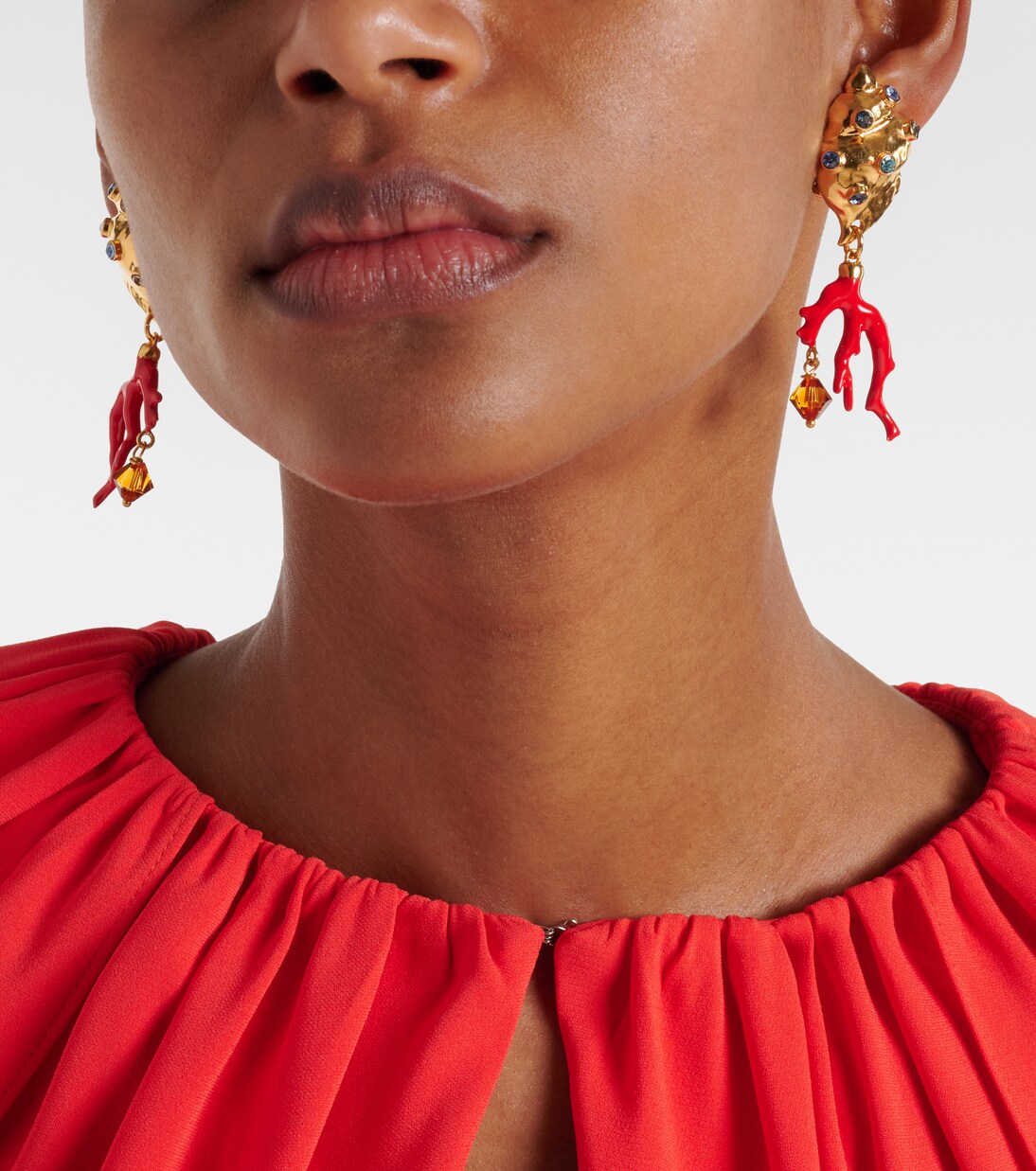 Crystal-embellished clip-on earrings | Oscar de la Renta