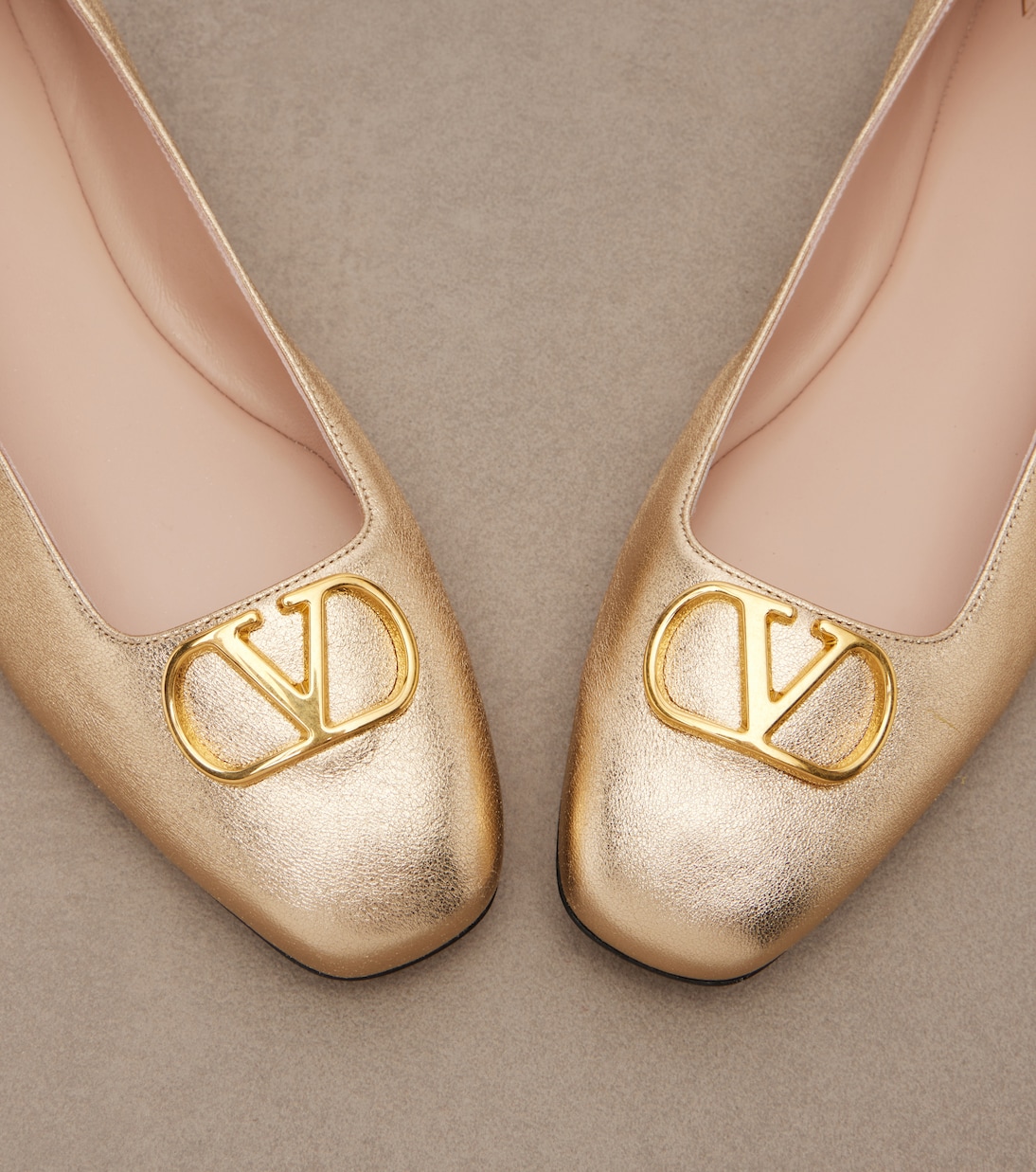 VLogo metallic leather ballet flats | Valentino Garavani
