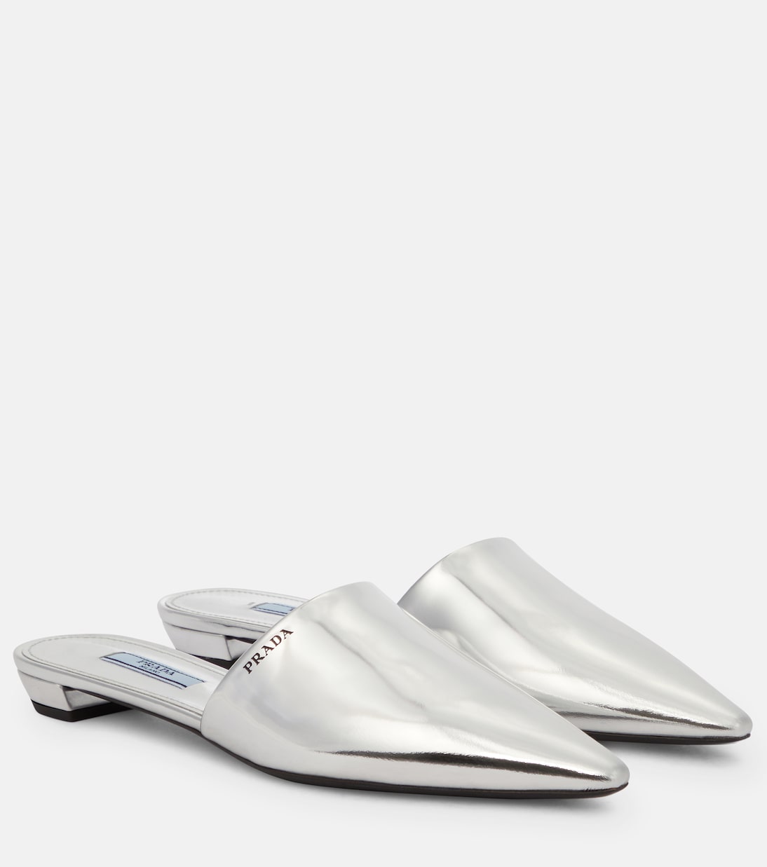 Slippers in pelle metallizzata | Prada