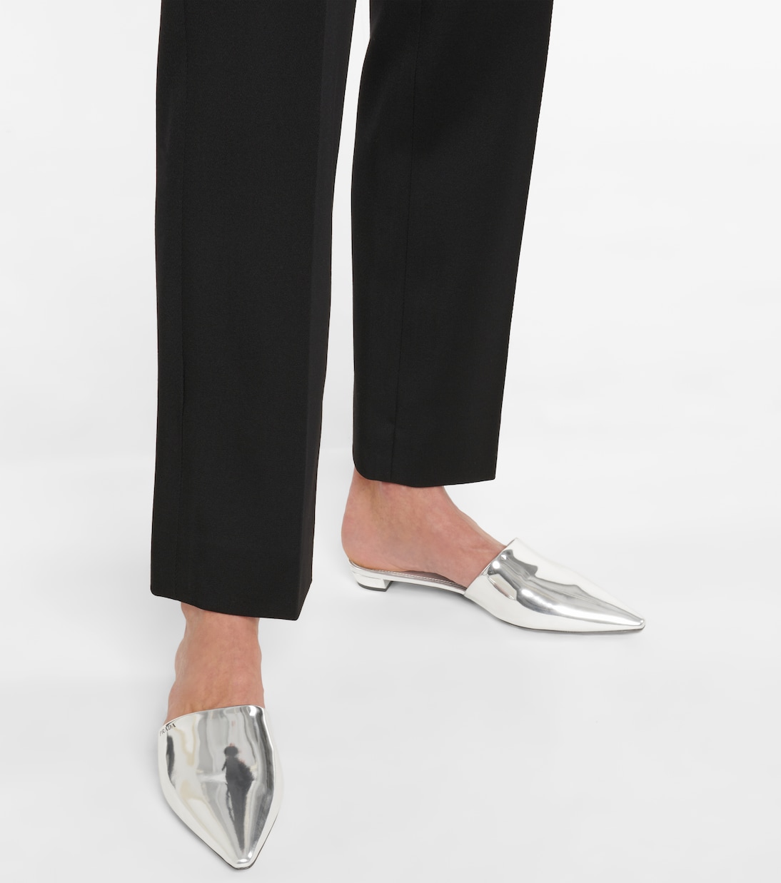 Slippers in pelle metallizzata | Prada
