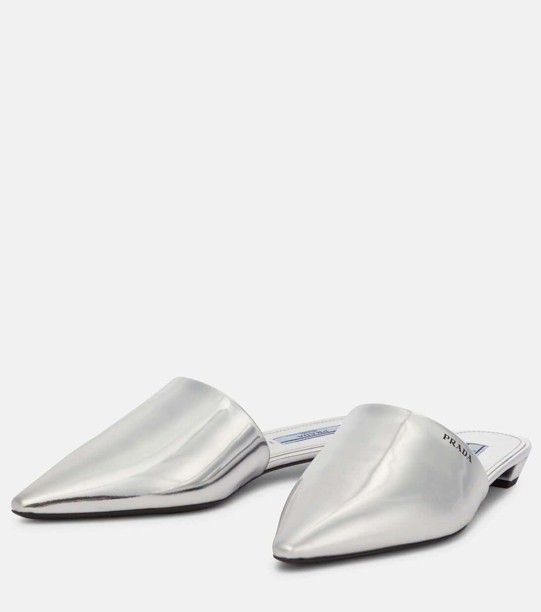 Slippers in pelle metallizzata | Prada