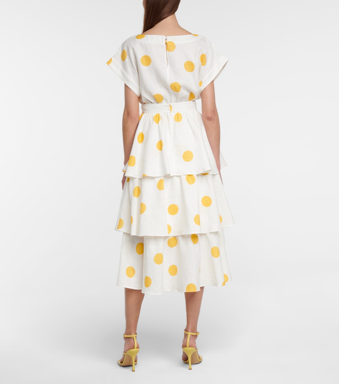Gonna midi Aya a pois in lino | Rebecca Vallance