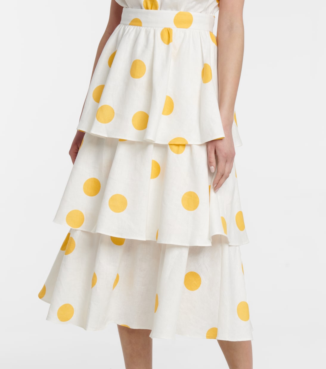 Gonna midi Aya a pois in lino | Rebecca Vallance