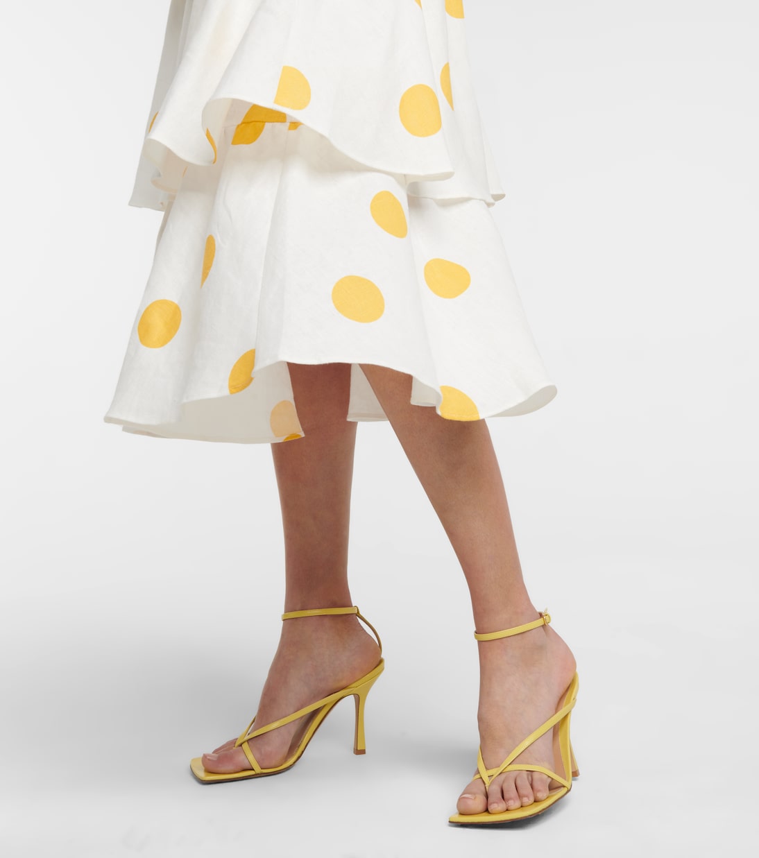 Gonna midi Aya a pois in lino | Rebecca Vallance