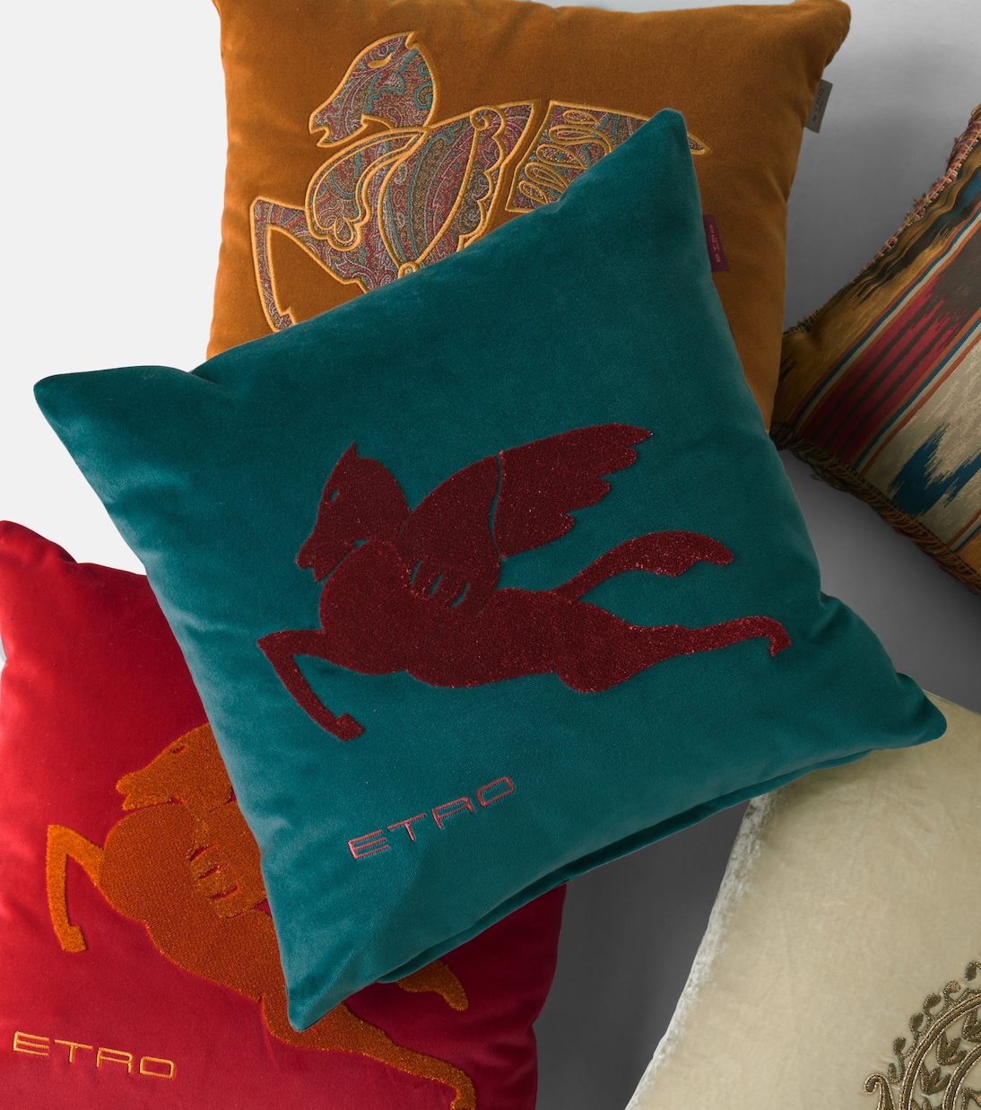 Exeter embroidered velvet cushion | Etro