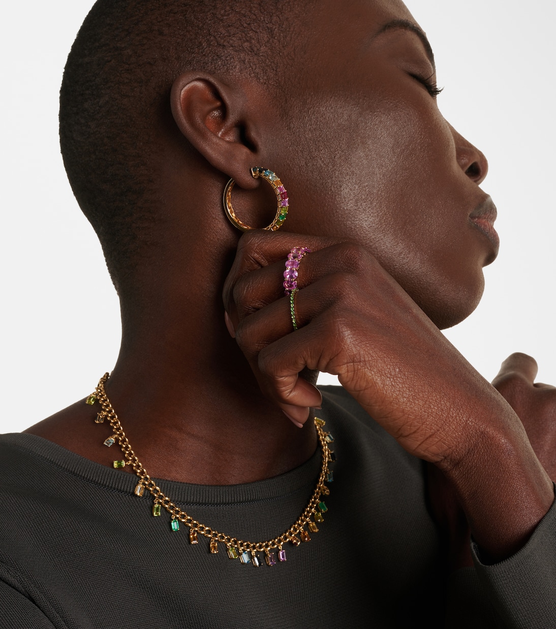 Bague Thread en or 18 ct et grenats | Shay Jewelry