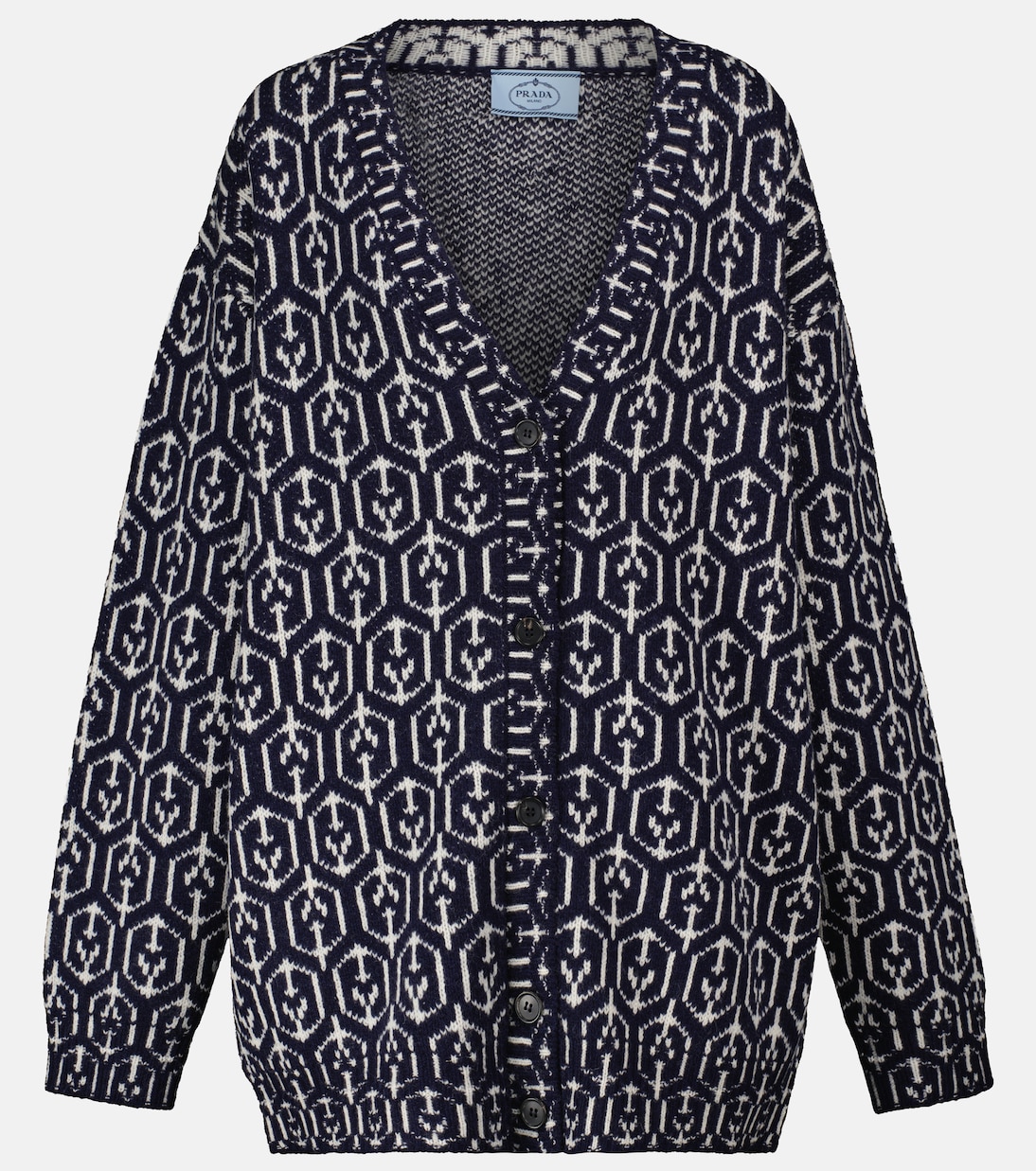 Cárdigan de lana en jacquard | Prada