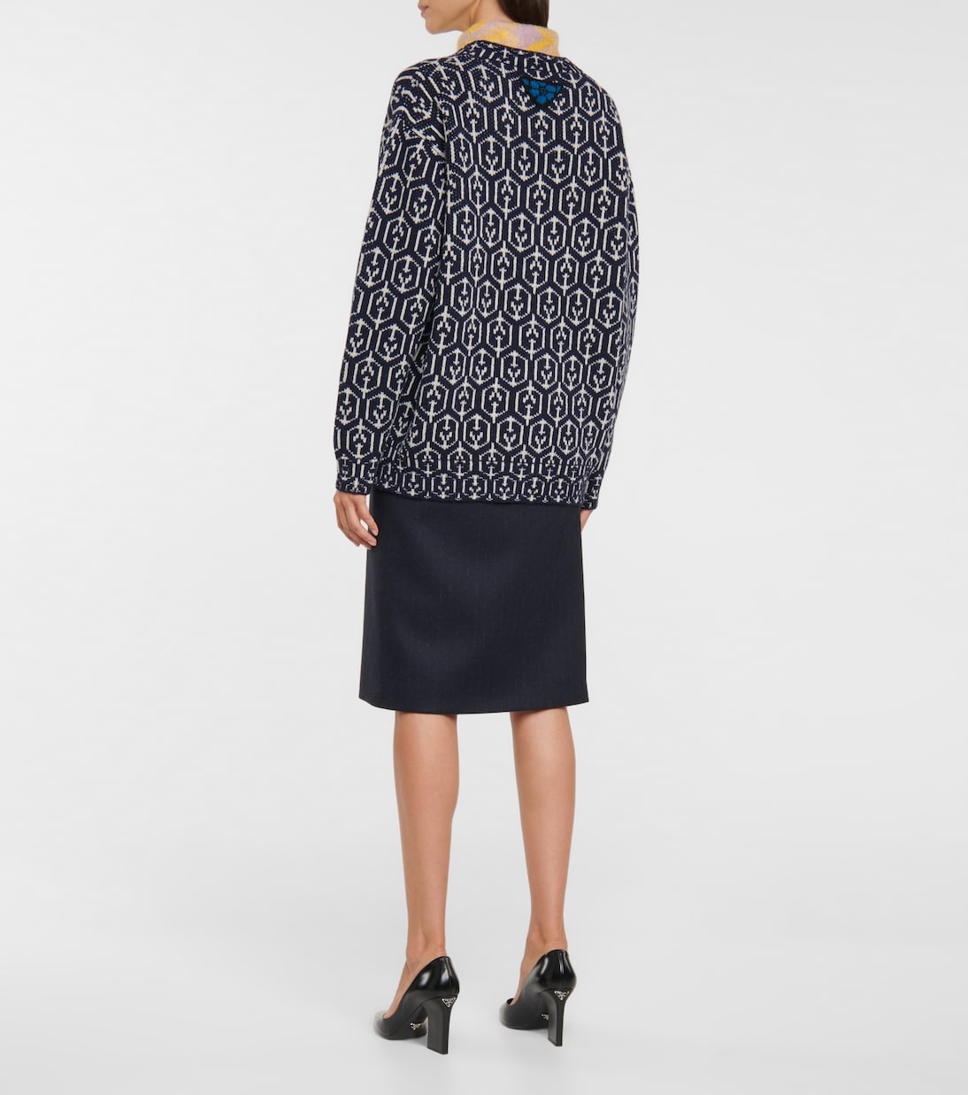 Cárdigan de lana en jacquard | Prada