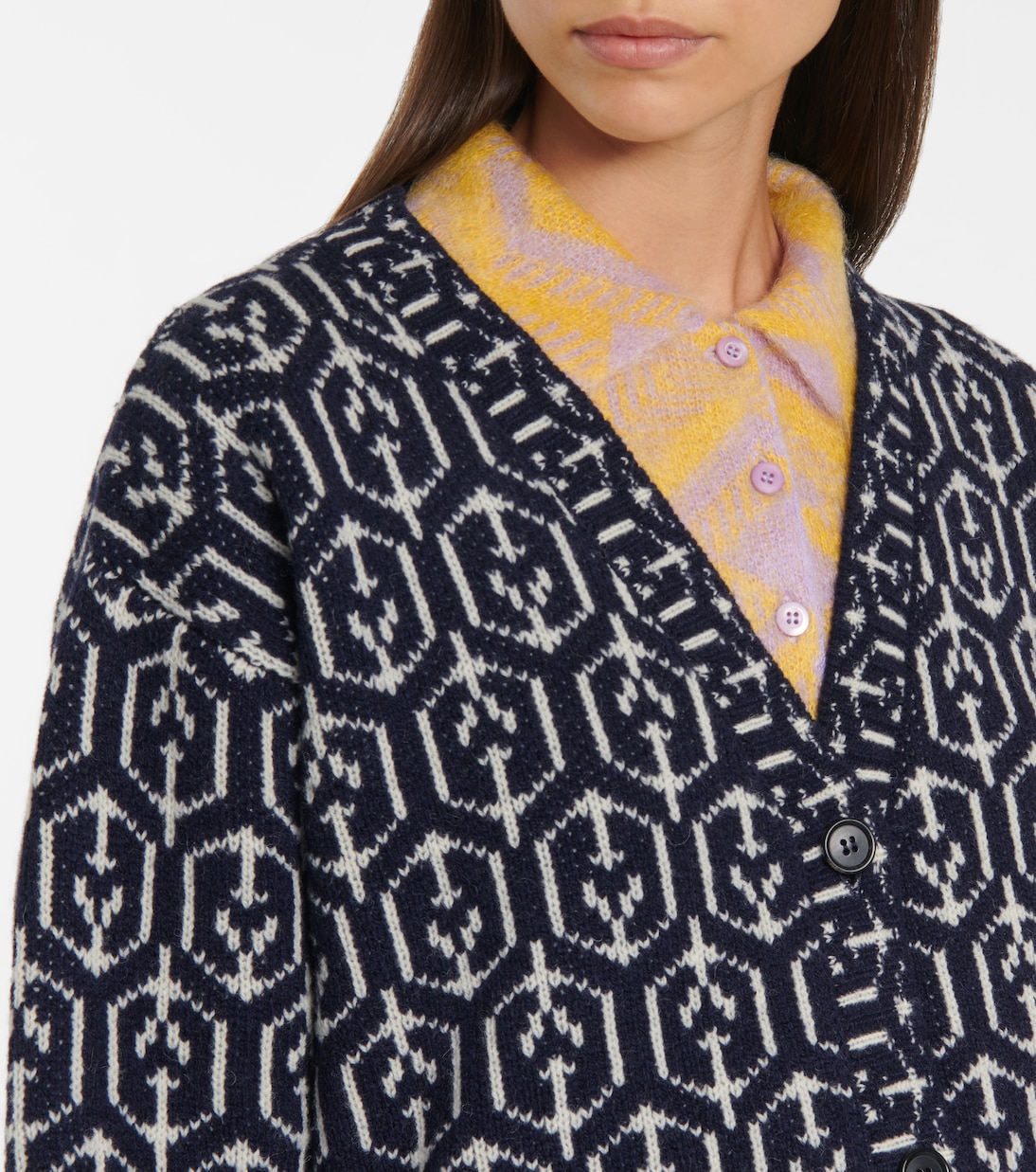 Cárdigan de lana en jacquard | Prada