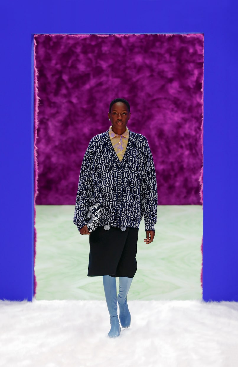 Cárdigan de lana en jacquard | Prada