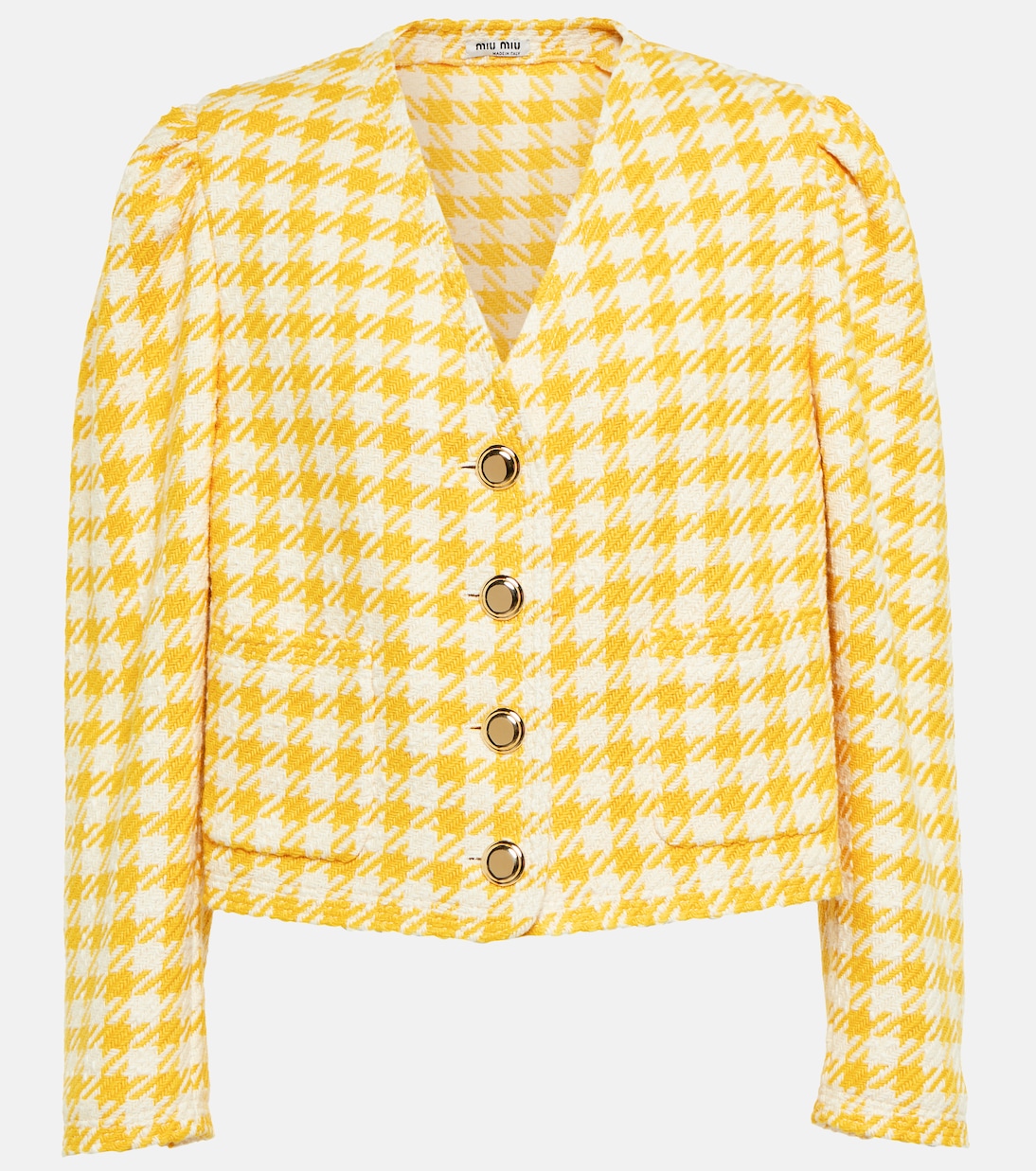 Veste raccourcie en laine et coton mélangés | Miu Miu