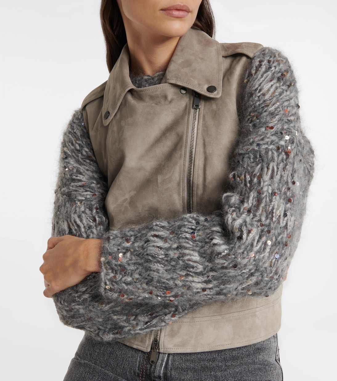 Gilet biker in suede | Brunello Cucinelli