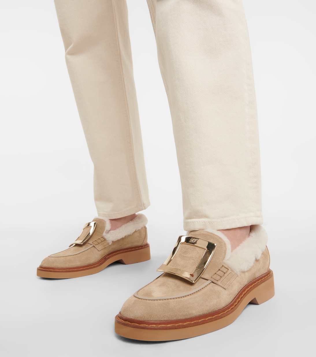 Loafers Viv' Rangers aus Leder mit Shearling | Roger Vivier