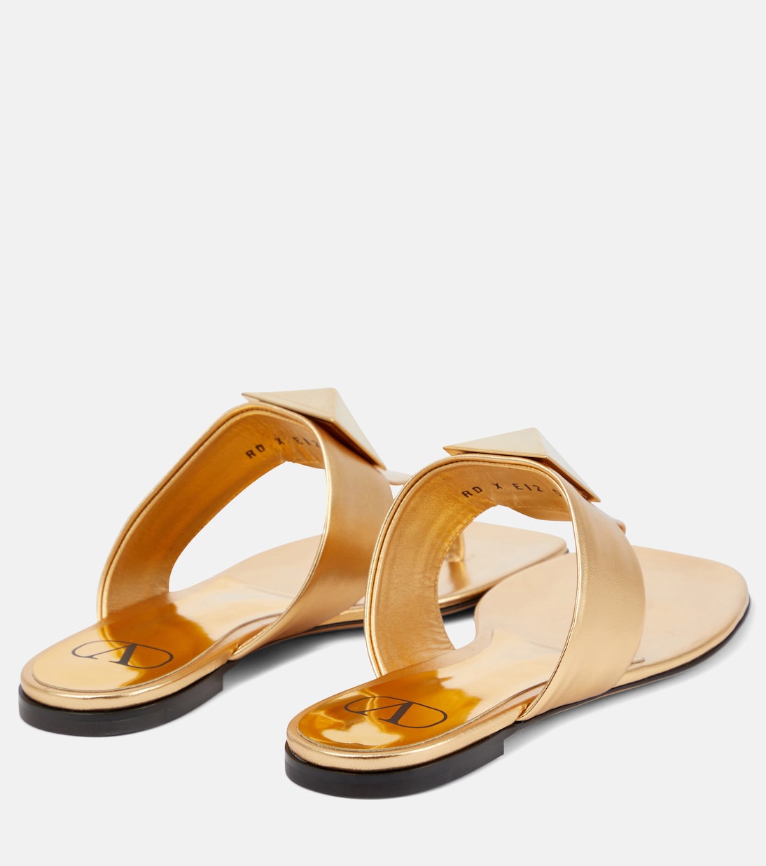 Tongs One Stud en cuir métallisé | Valentino Garavani