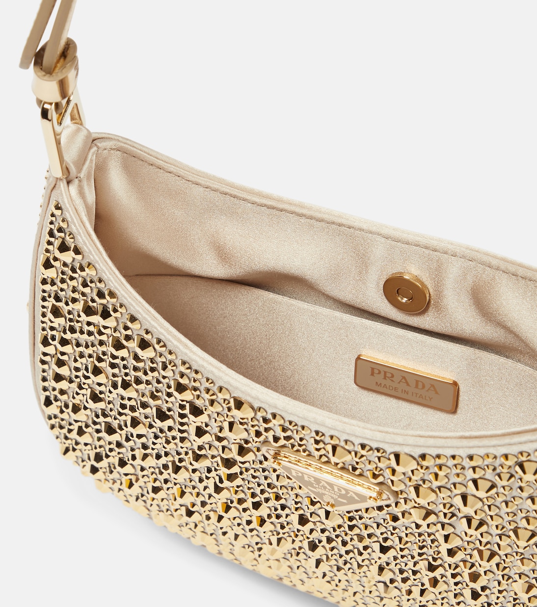 Borsa Cleo in raso con cristalli | Prada