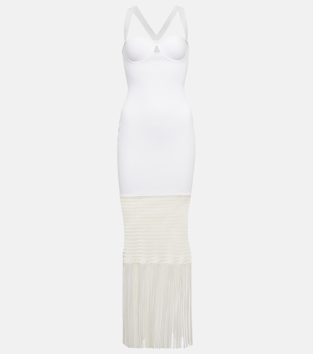Diana fringe-trimmed knit midi dress | Galvan