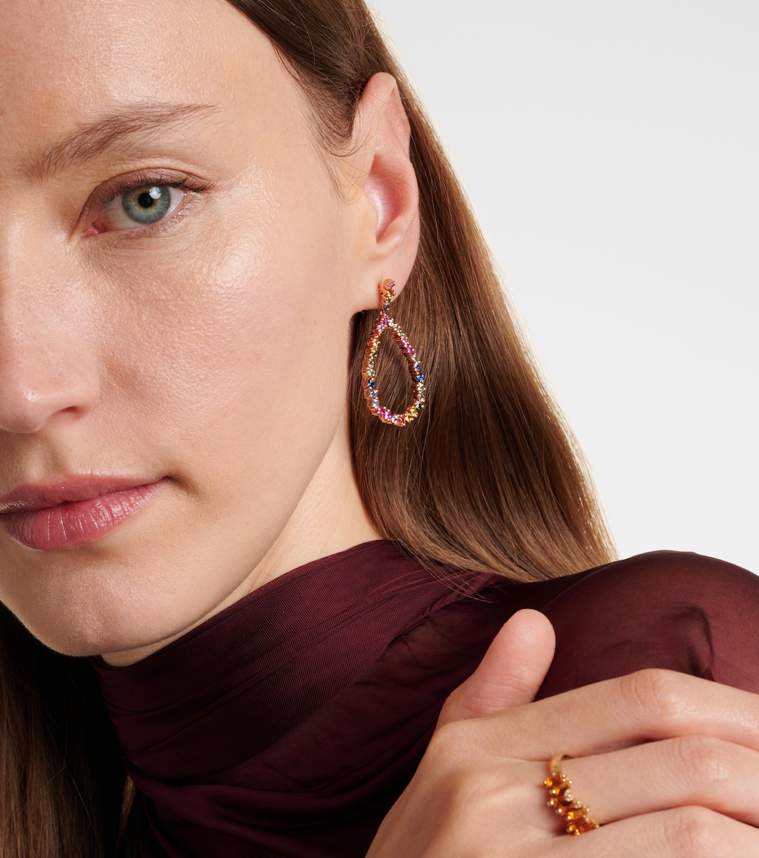 Boucles d'oreilles en or rose 18 ct et saphirs | Suzanne Kalan