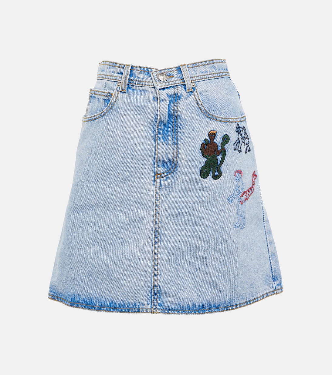 Embroidered high-rise denim miniskirt | Marni