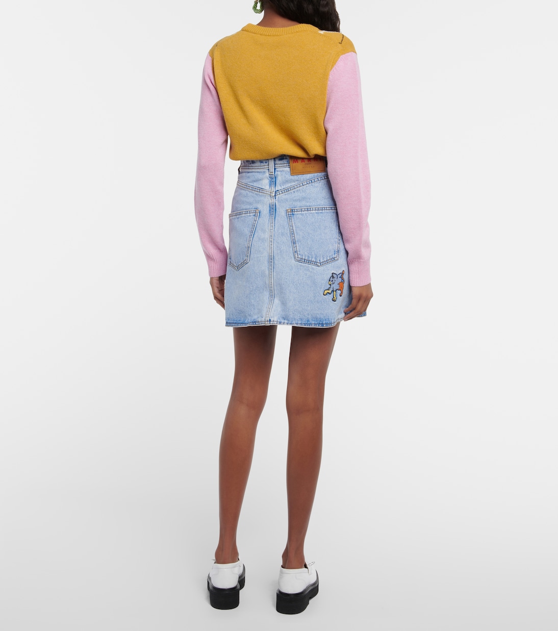 Embroidered high-rise denim miniskirt | Marni