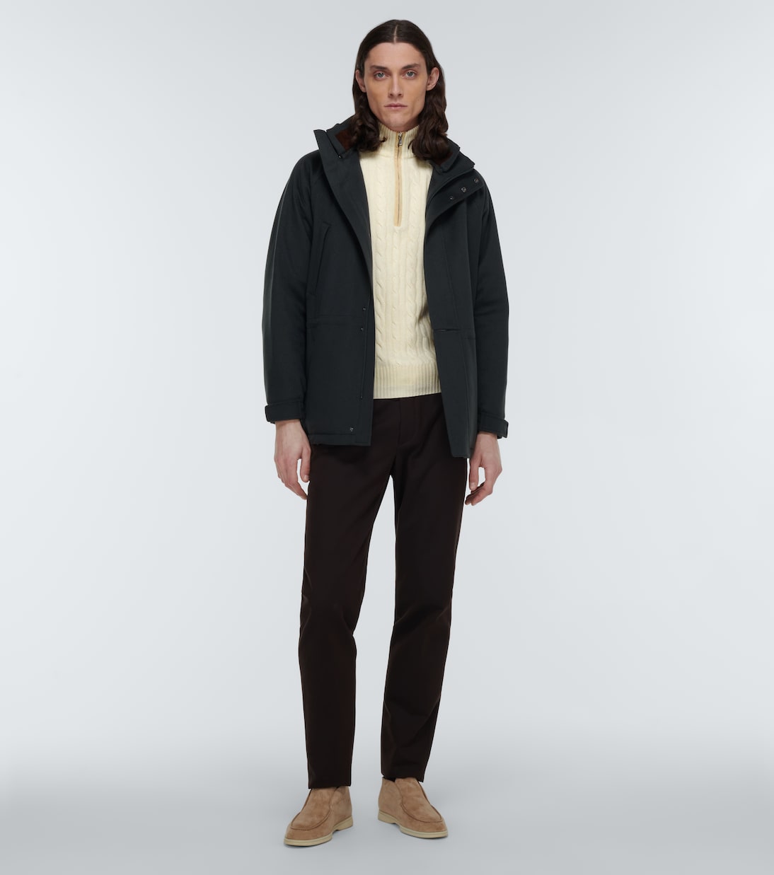 Treccia cable-knit cashmere half-zip sweater | Loro Piana