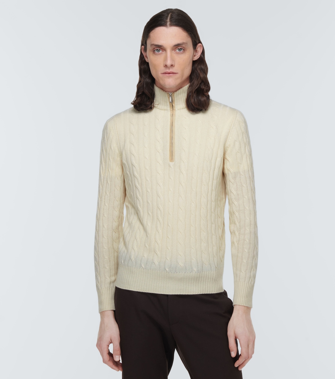 Treccia cable-knit cashmere half-zip sweater | Loro Piana