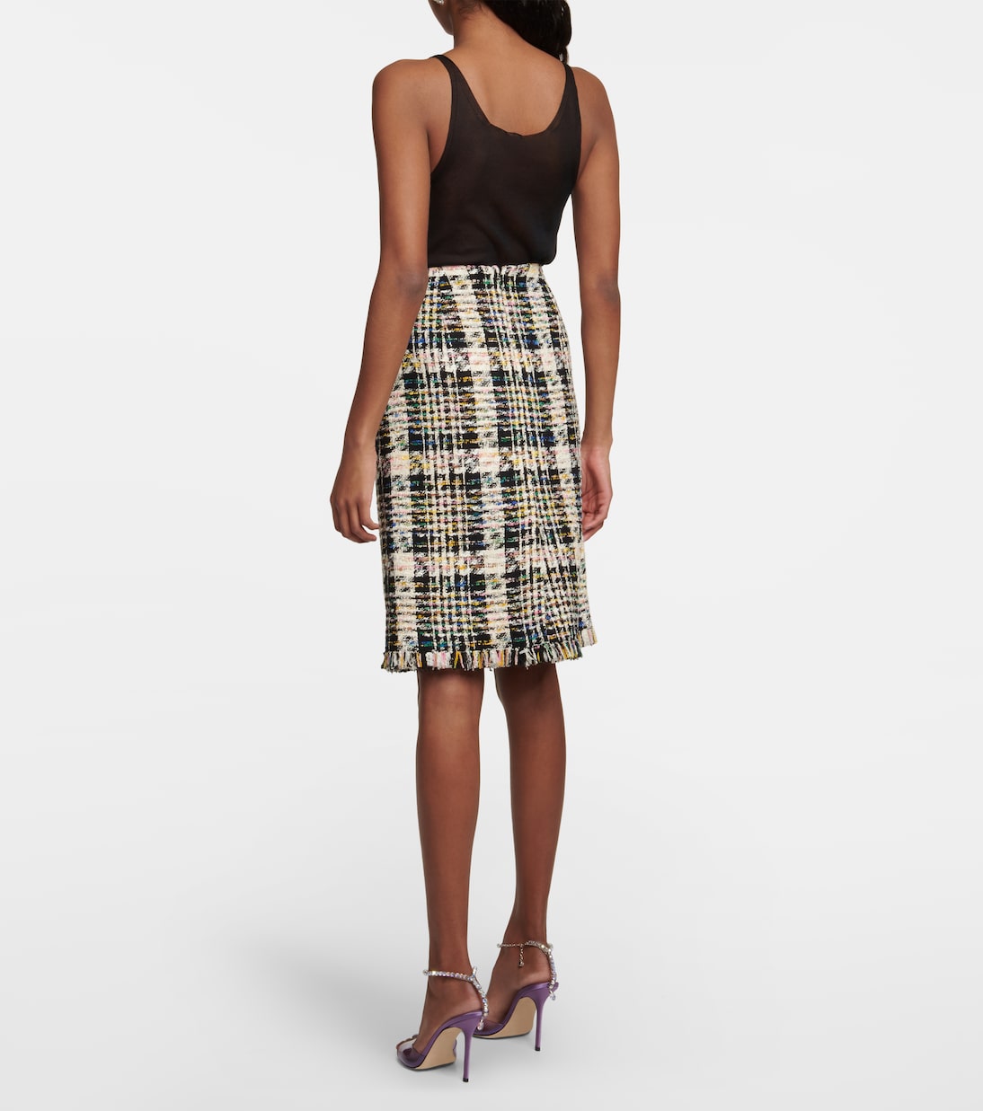 Falda midi de tweed en mezcla de algodón | Oscar de la Renta