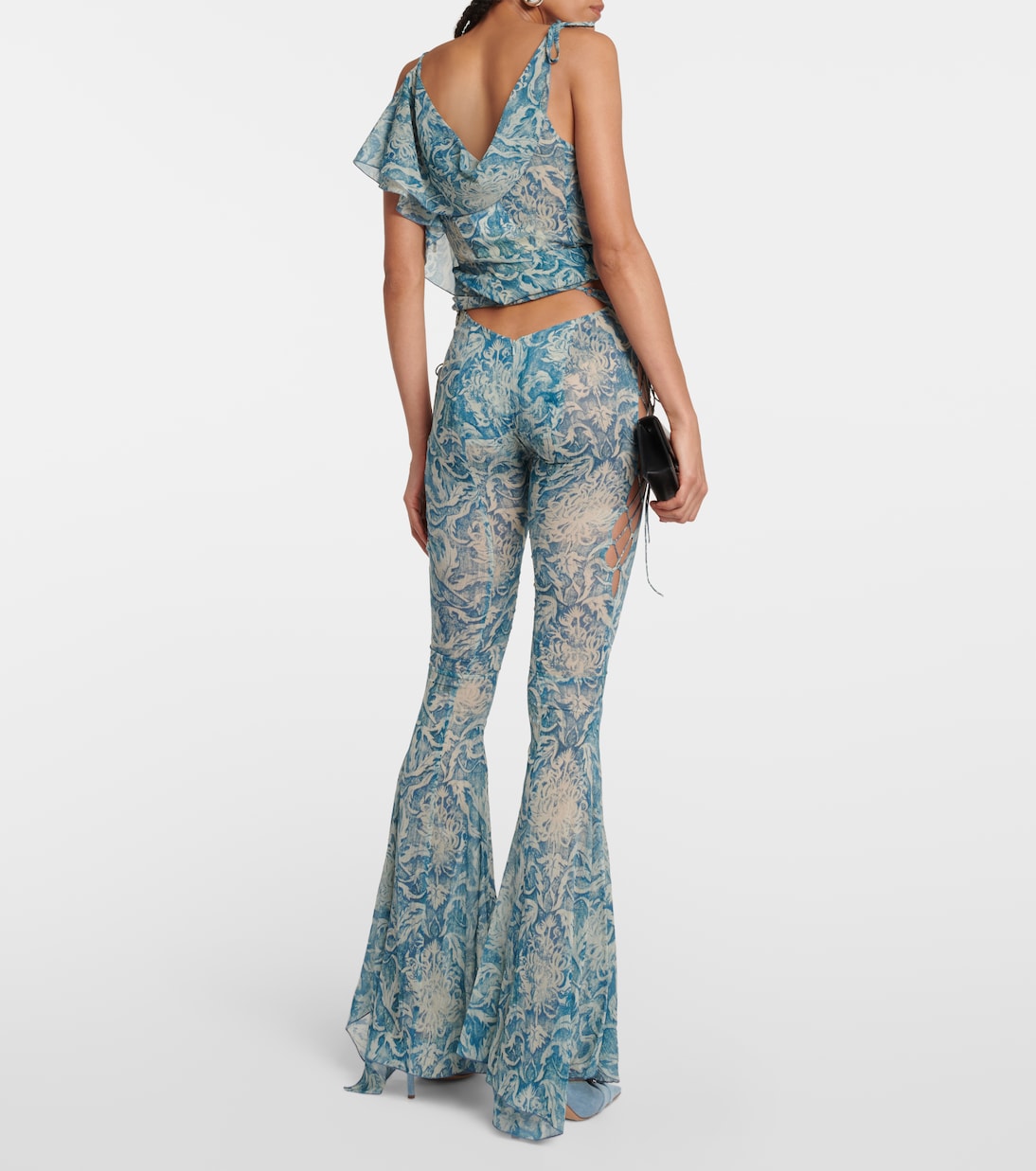 Printed low-rise silk-blend pants | KNWLS