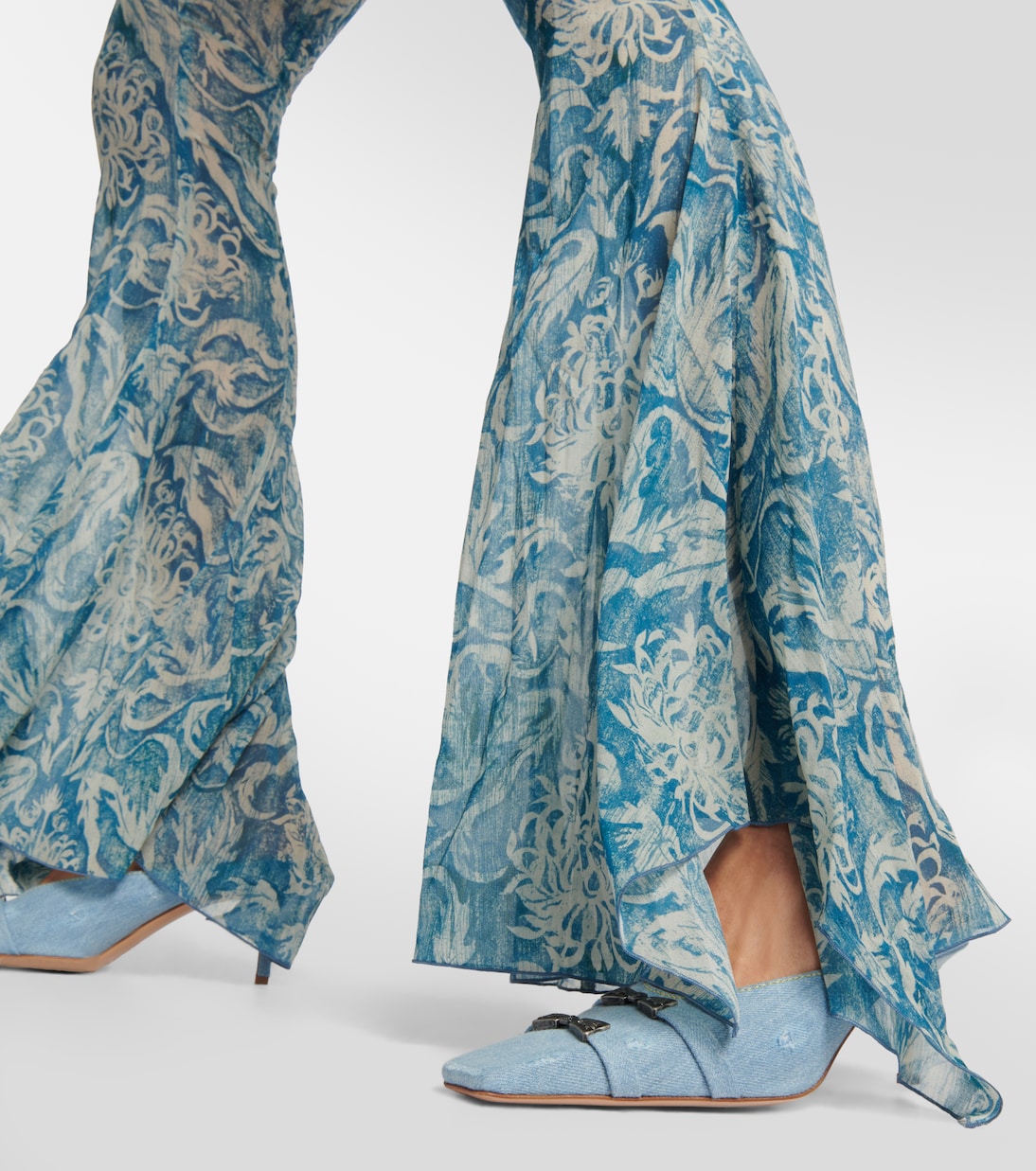 Printed low-rise silk-blend pants | KNWLS