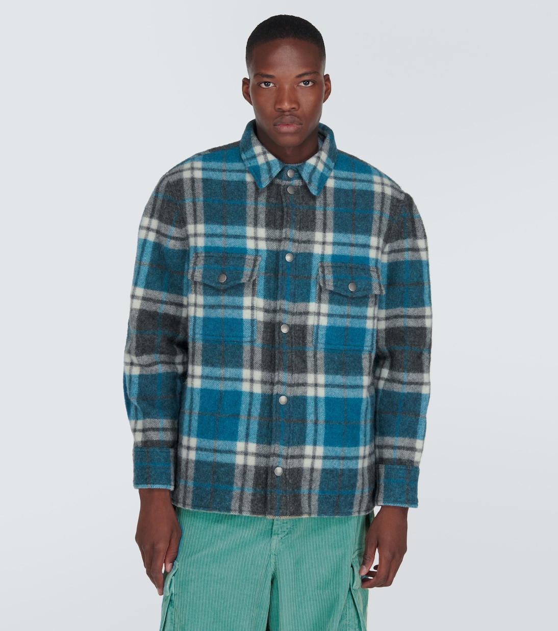 Checked wool and alpaca shirt jacket | Alanui