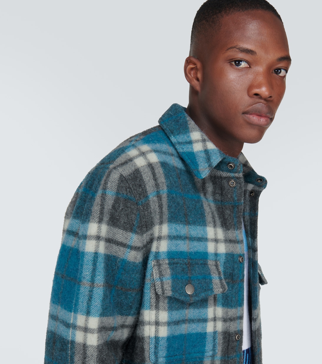 Checked wool and alpaca shirt jacket | Alanui