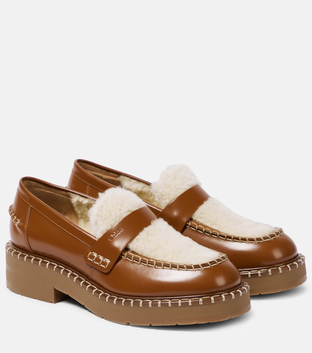 Loafers Noua aus Leder mit Shearling | Chloé