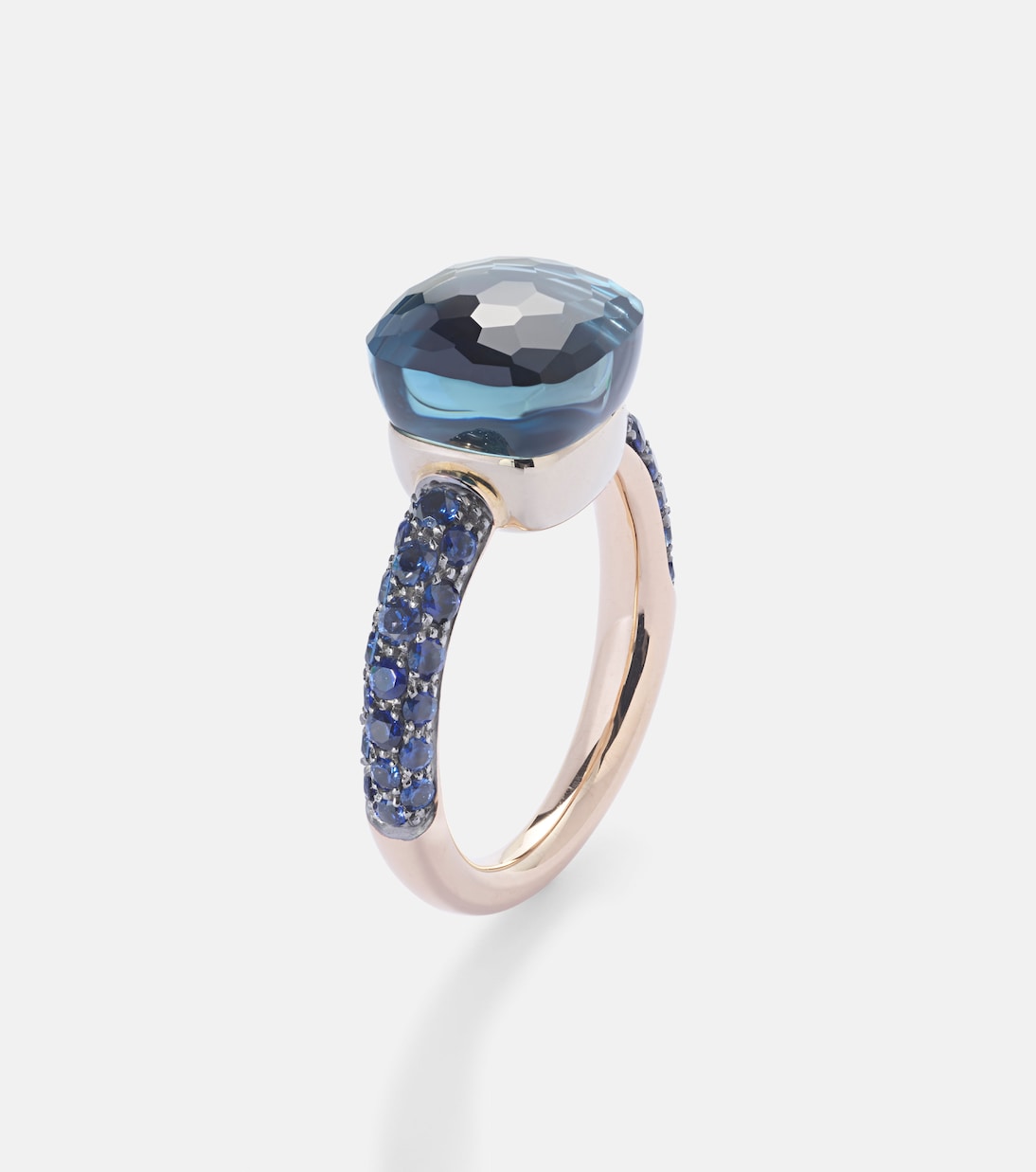 Anello POMELLATO Nudo in oro rosa e bianco 18kt con topazio blu Londra