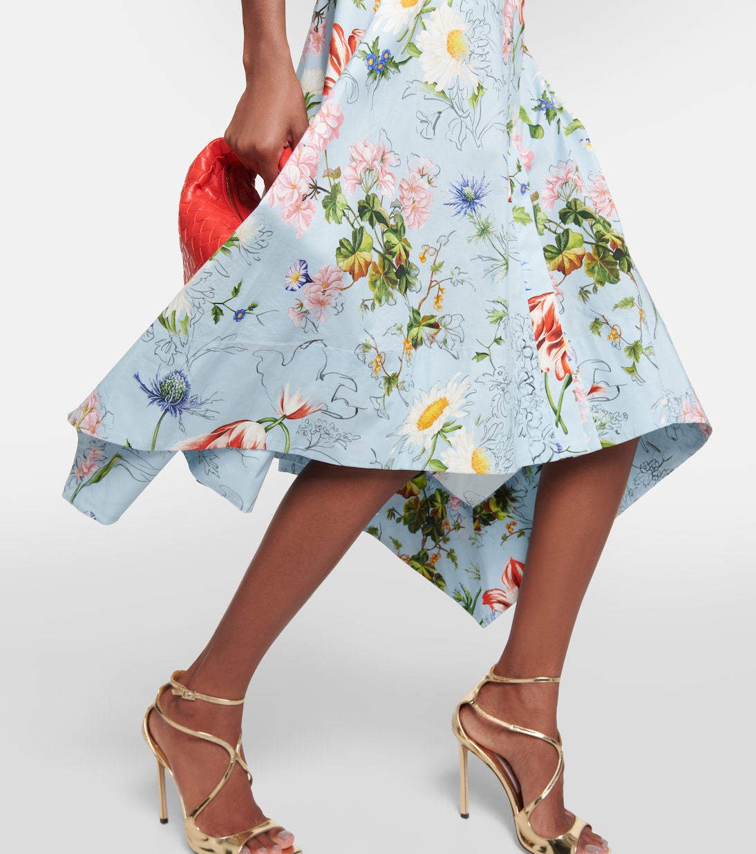 Vestido midi en mezcla de algodón floral | Oscar de la Renta