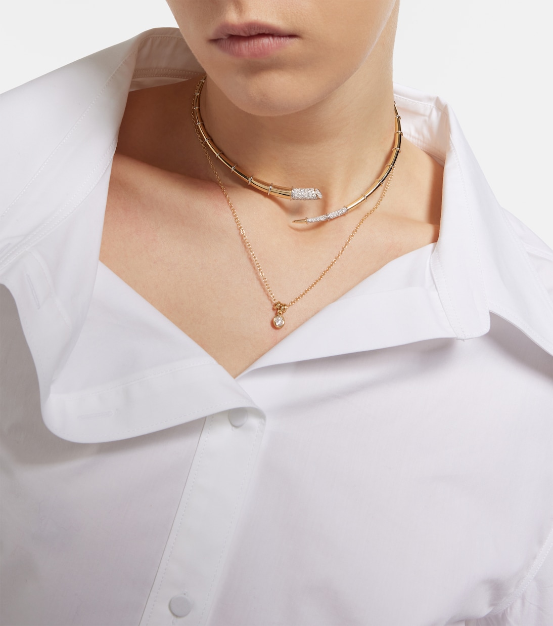 Collana in oro 14kt con diamanti a forma di corno arcobaleno per uno stile giovane e unico