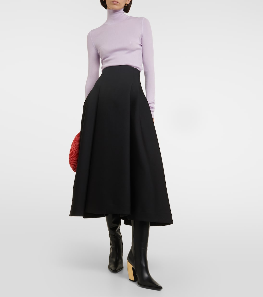 Falda Midí Plisada en Lana de Bottega Veneta para Jóvenes Modernos