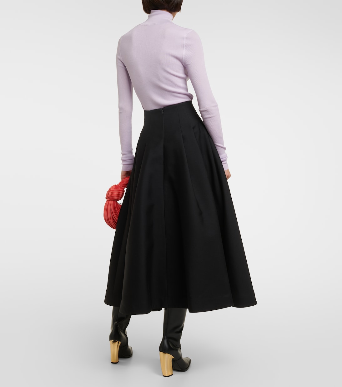 Falda Midí Plisada en Lana de Bottega Veneta para Jóvenes Modernos