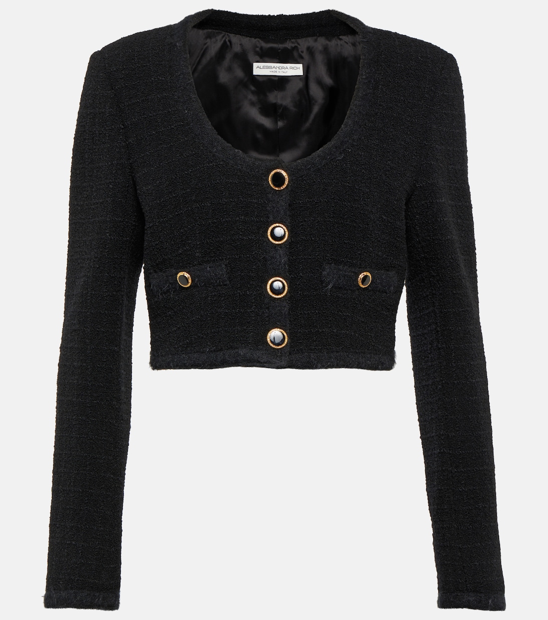 Blazer raccourci en tweed à carreaux | Alessandra Rich