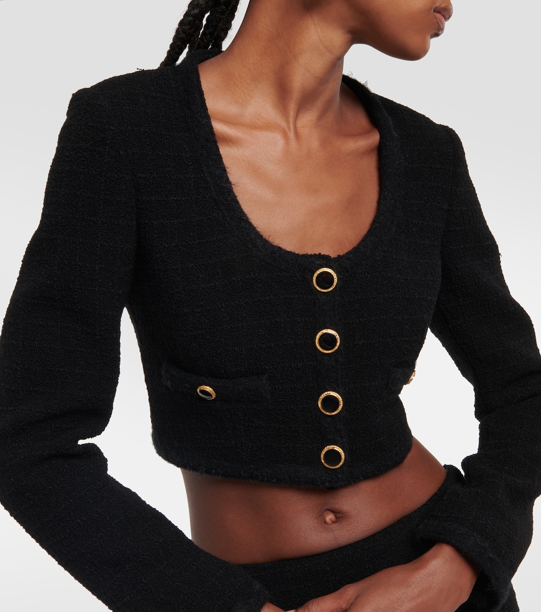 Blazer raccourci en tweed à carreaux | Alessandra Rich