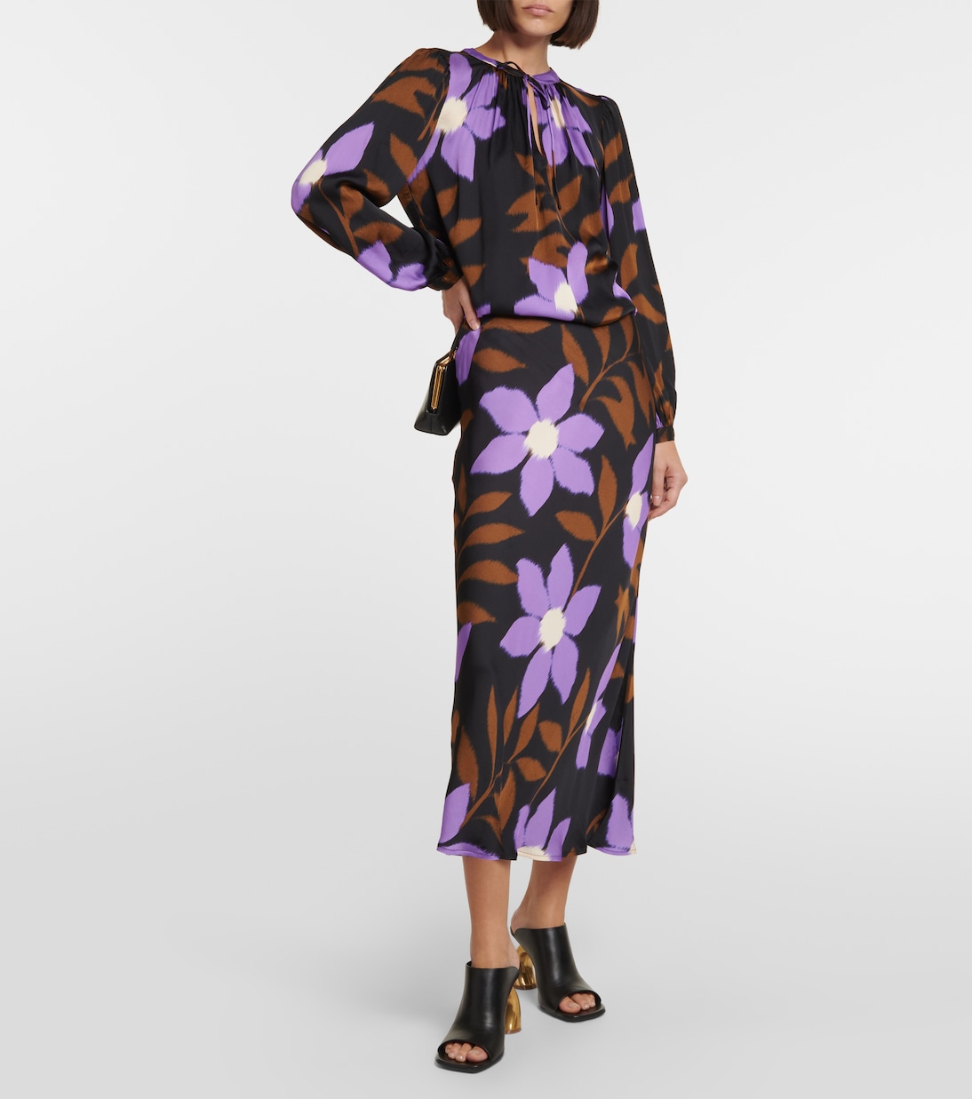 Isa printed satin top  | Velvet