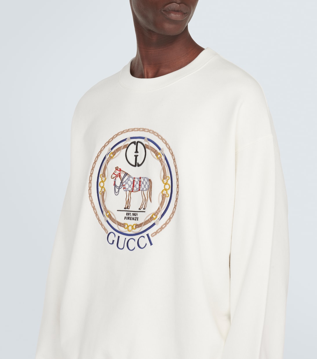Sudadera de jersey de algodón con GG bordada | Gucci