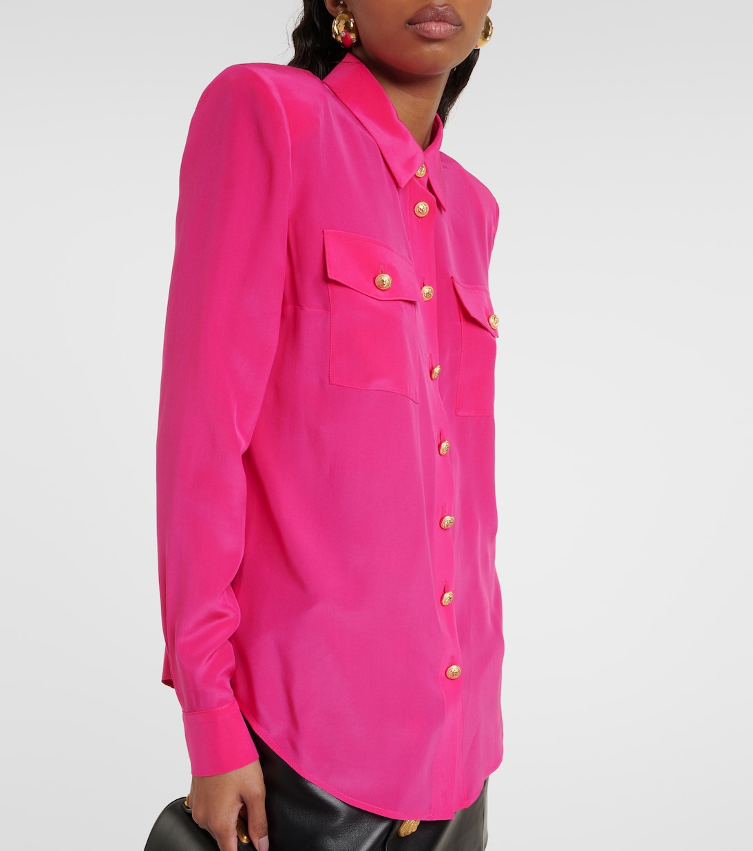 Camisa en crepé de china de seda | Balmain