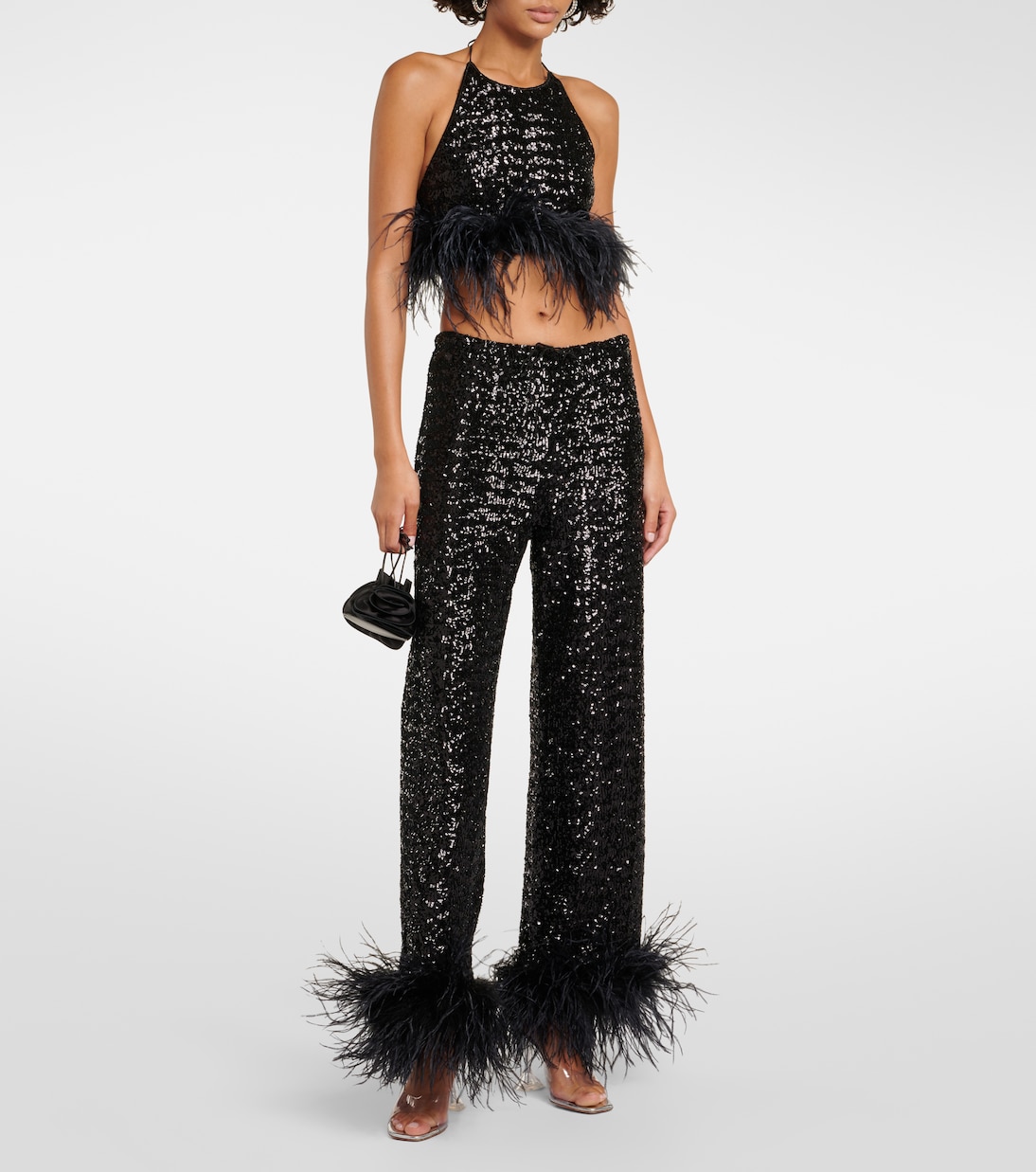 Pantalon ample Paillettes à sequins et plumes | Oséree