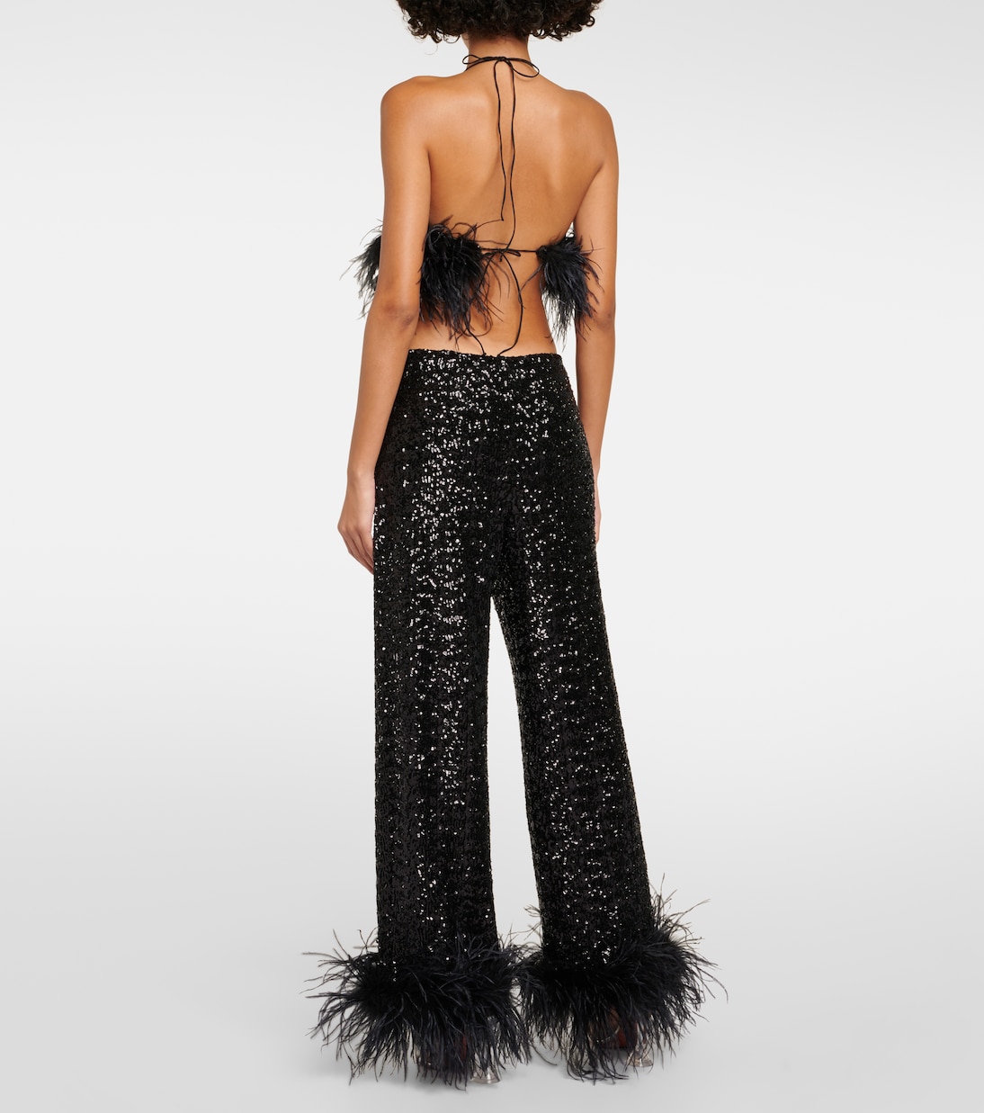 Pantalon ample Paillettes à sequins et plumes | Oséree