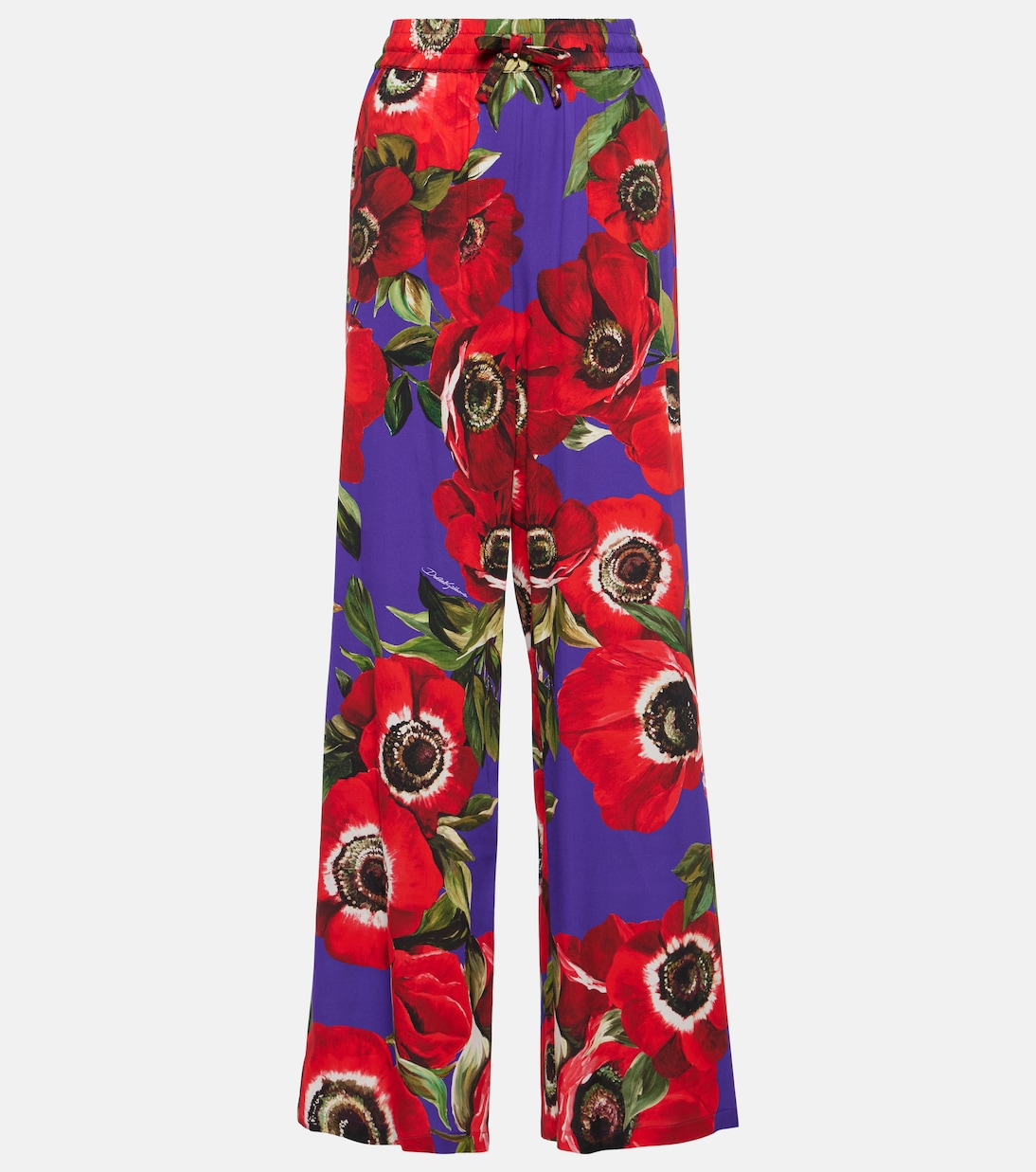 Pantalones anchos Anemone de seda charmeuse | Dolce&Gabbana