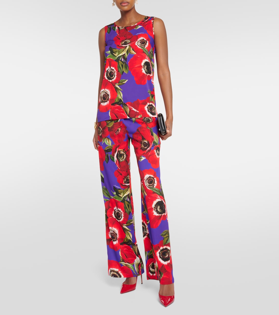 Pantalones anchos Anemone de seda charmeuse | Dolce&Gabbana