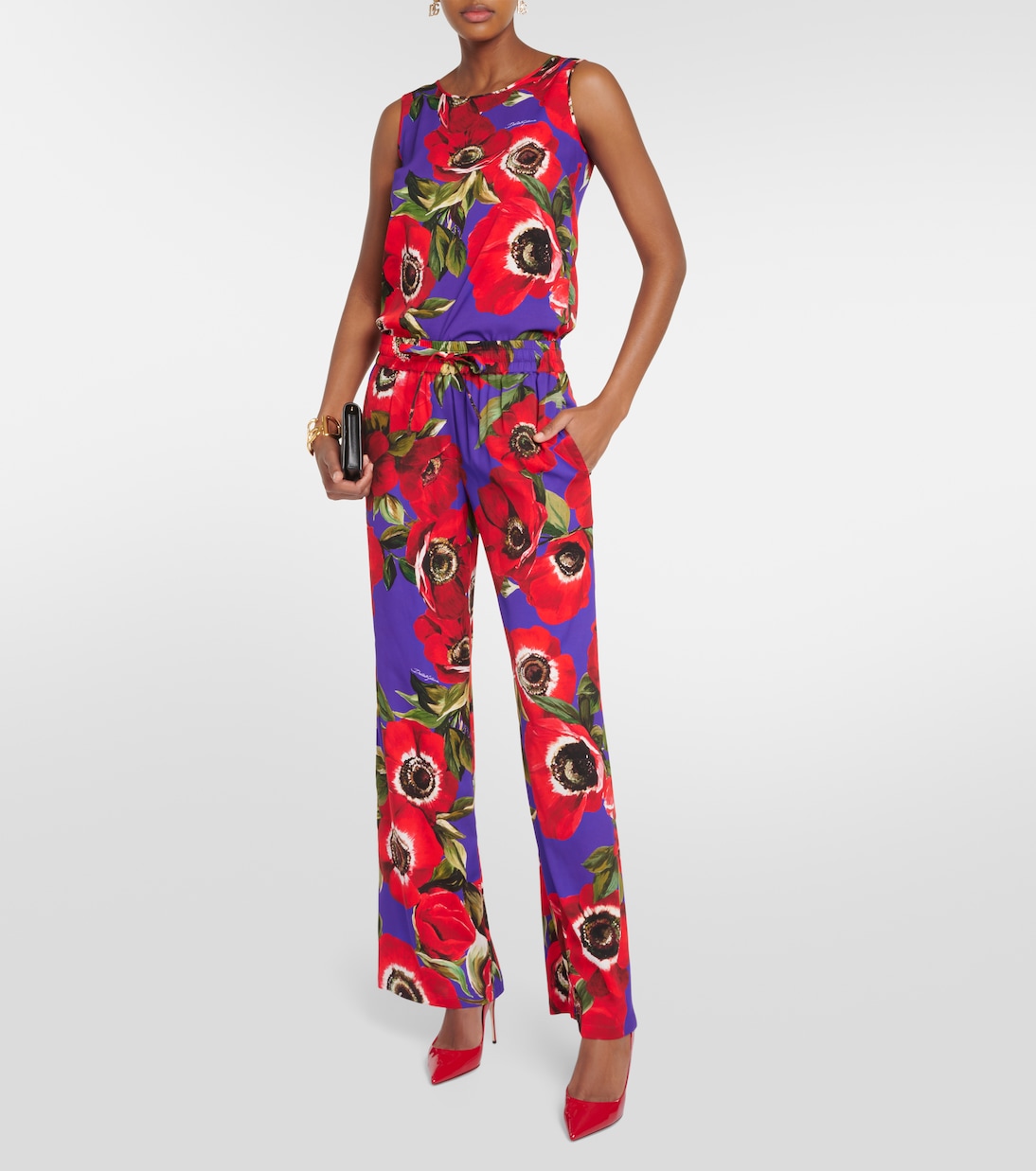 Pantalones anchos Anemone de seda charmeuse | Dolce&Gabbana