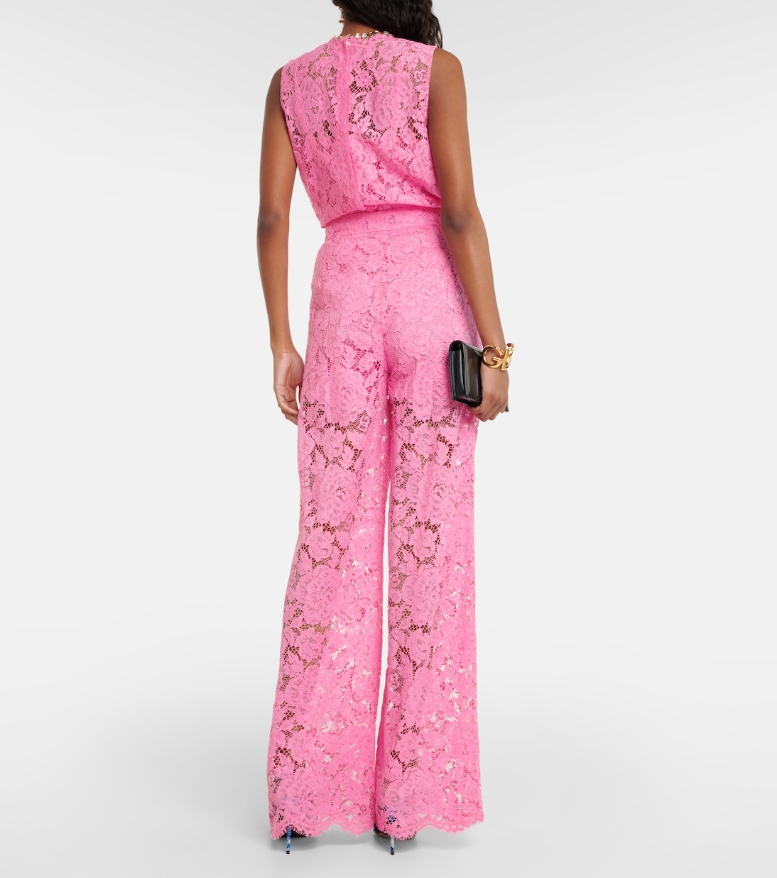 Pantalon ample à taille haute en dentelle | Dolce&Gabbana