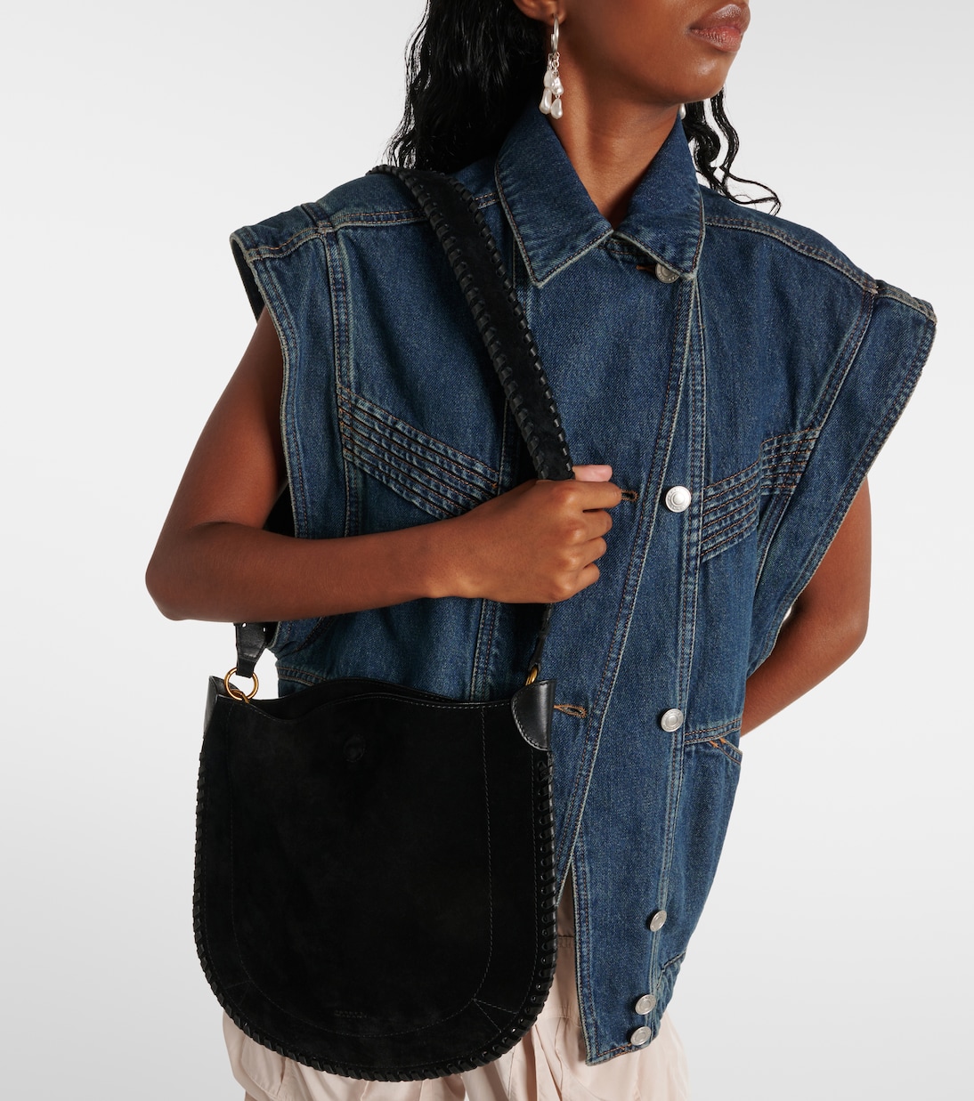 Borsa a spalla Oskan in suede e pelle | Isabel Marant