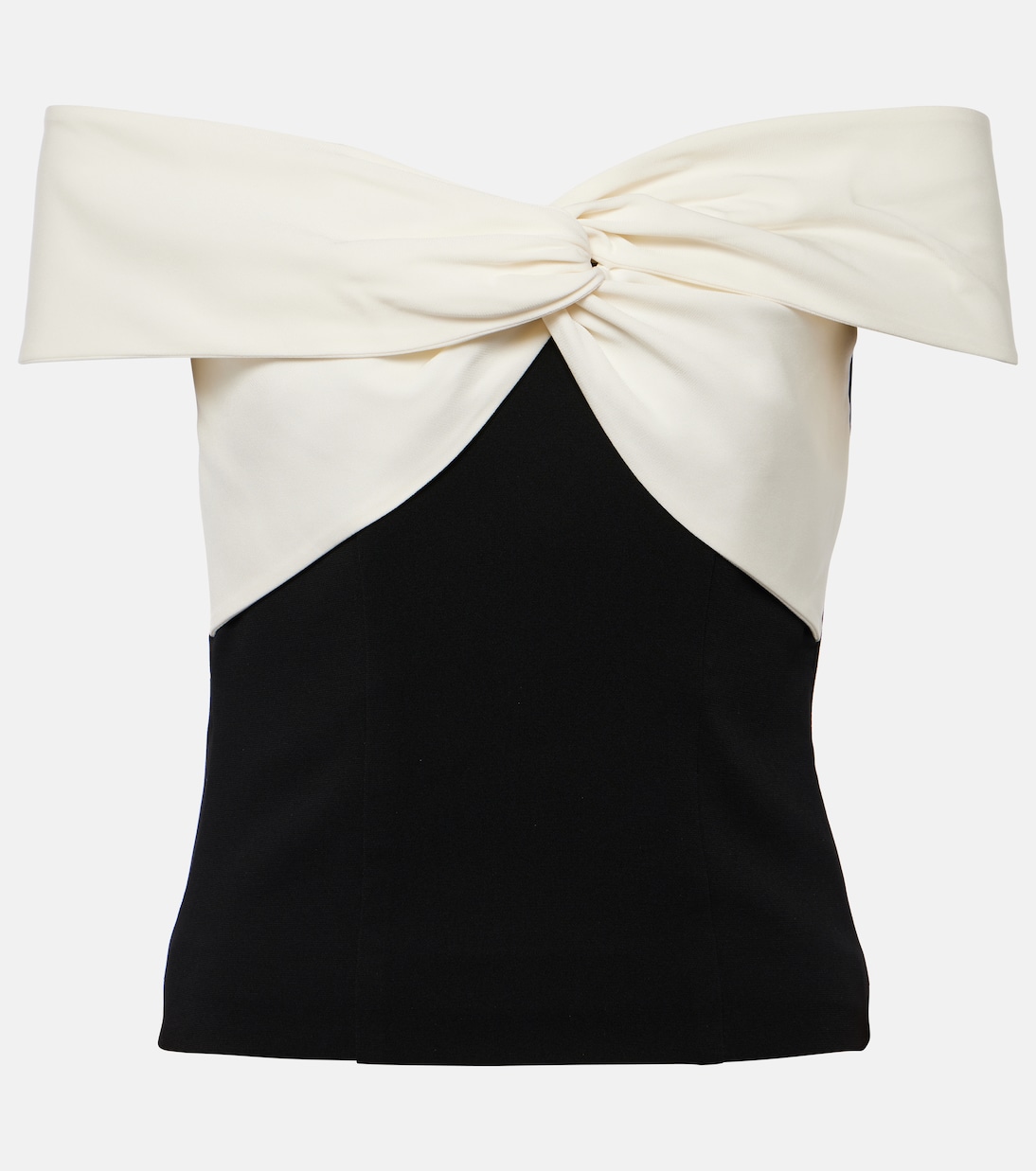 Colorblocked gathered cady top | Roland Mouret